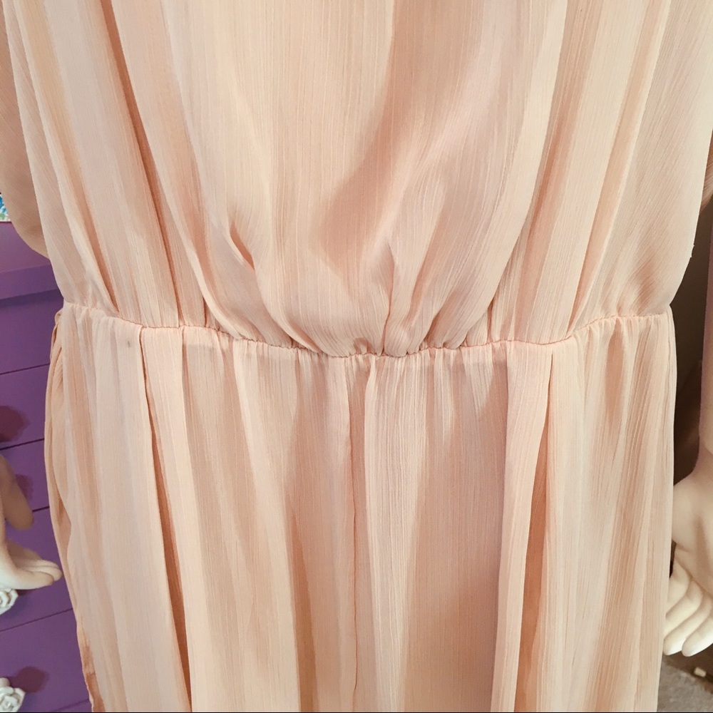 Vera Wang Ballet Pink Peach Chiffon Button Dress - Picture 4 of 11